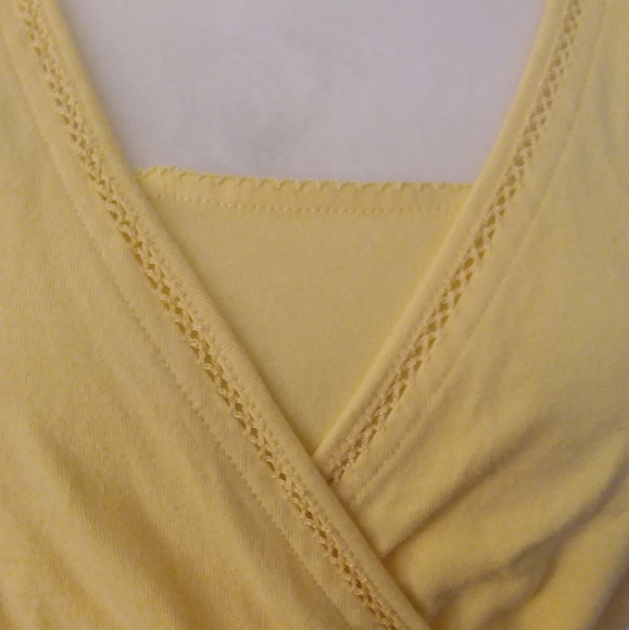 4/$20 Basic Edition Yellow Top with Lace Trim Design - Picture 3 of 10